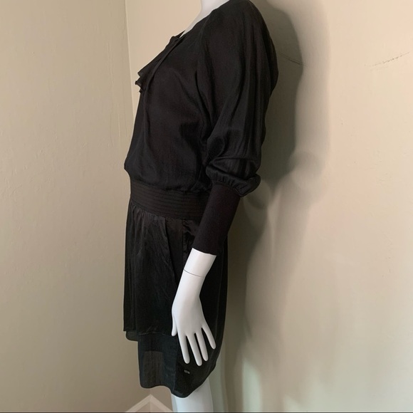 HUGO BOSS Orange Amirella Silk Blend Zip Back Black Dress Long Sleeve Size 8 - Picture 10 of 16